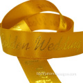 Custom Satin Ribbon or Grossgrain with Embossed and Gold Foiled Logo